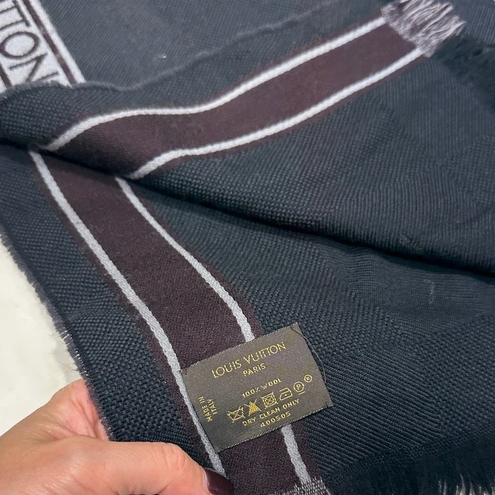 Louis Vuitton Dark Charcoal and Light Gray Scarf